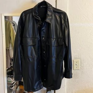 Zara leather shacket